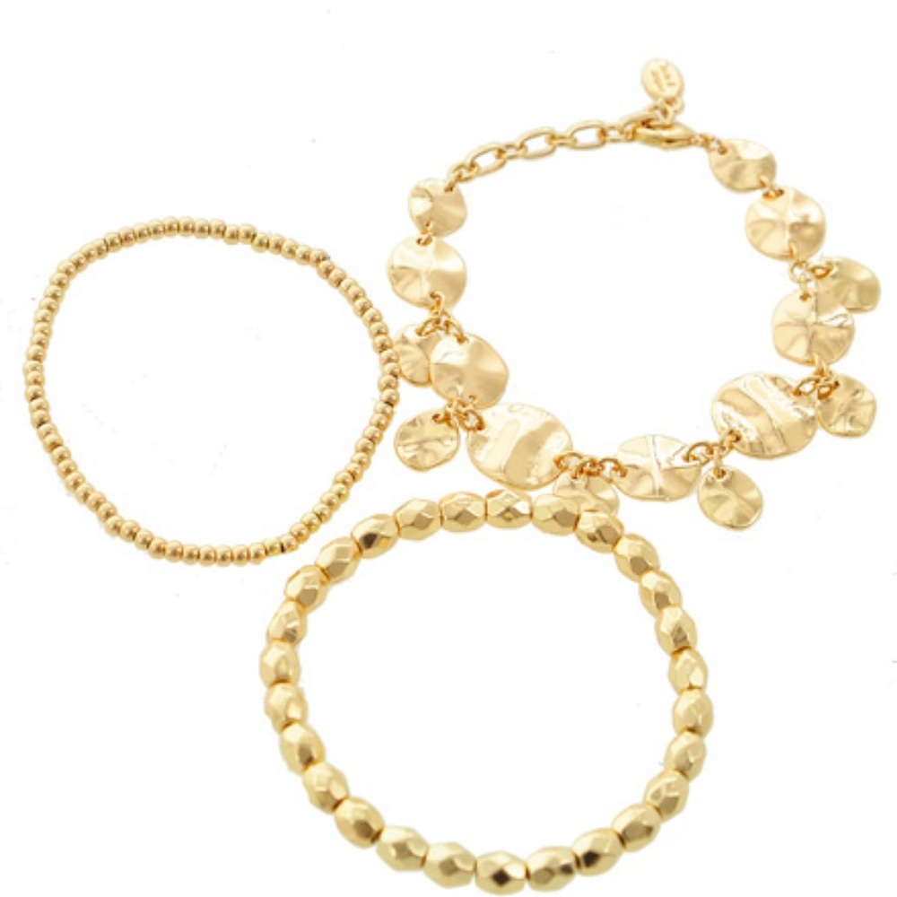 🆕🌸 3Pc Bracelet Lobster Claw & Stretch GOLD - Picture 2 of 6